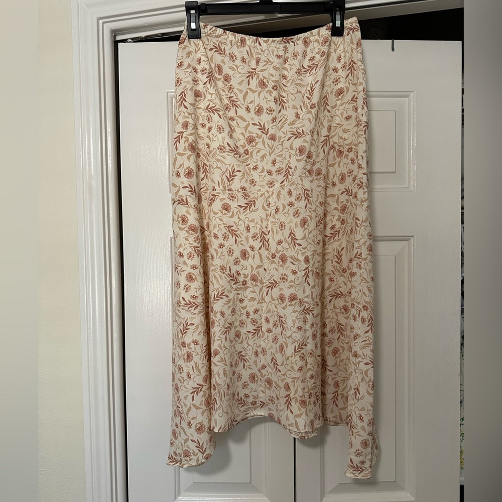 Hippie Rose Cream and Brown Floral Maxi Skirt